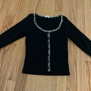 john galt/brandy Melville black and leopard print long sleeve button up one size